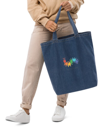 Organic denim tote bag