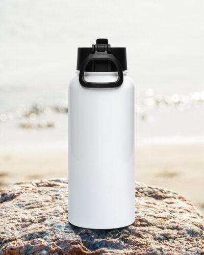 Stainless steel water bottle with a straw lid